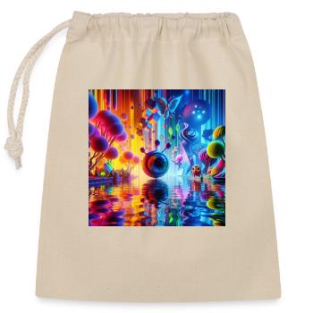 Surreale Traumlandschaft: Neon-Gewässer - Verschließbarer Geschenkbeutel aus Baumwolle (25x30cm) - Natur - Vorne