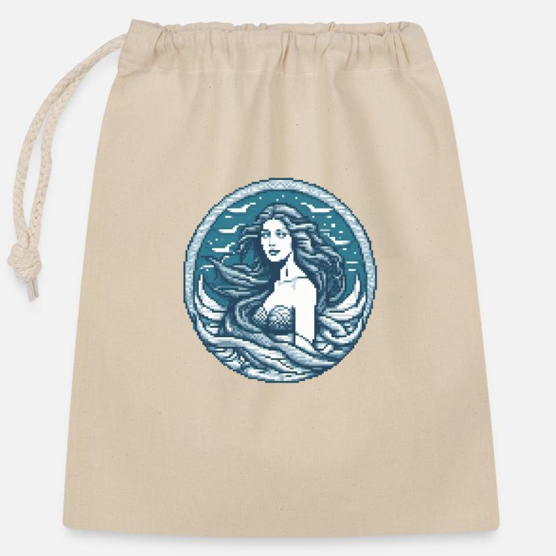 Ozeanische Sirene Pixel - Verschließbarer Geschenkbeutel aus Baumwolle (25x30cm) - Natur