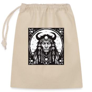 Tribal Moon Pixel - Closable cotton gift bag (25x30cm) - nature - Front