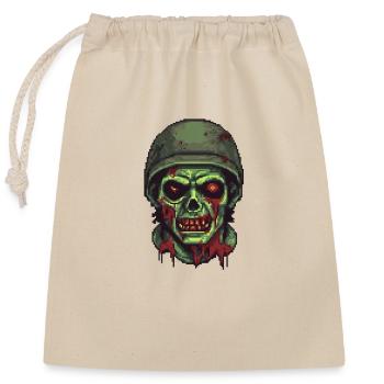 Zombie Soldier Pixel - Closable cotton gift bag (25x30cm) - nature - Front
