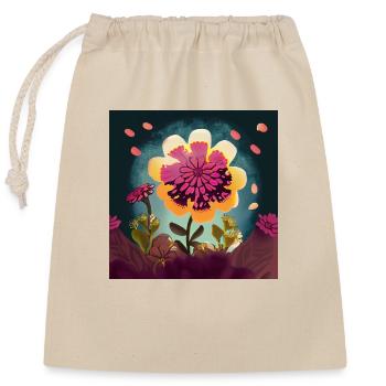 Colorful Freedom: Hippie Flower - Closable cotton gift bag (25x30cm) - nature - Front