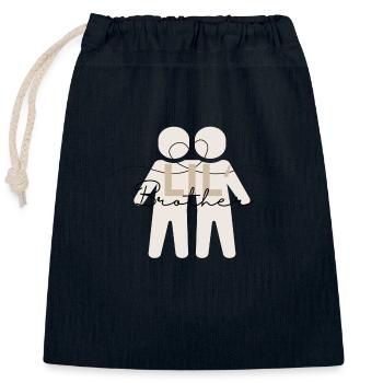 Frère cadet - Sac cadeau en coton avec cordon (25 x 30 cm) - bleu marine - Devant