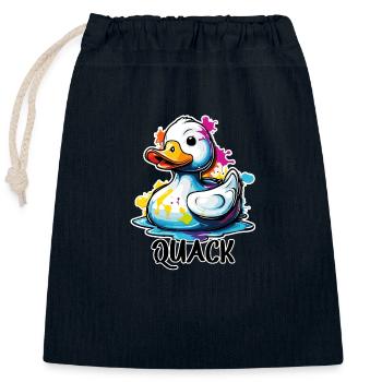 Gummiente / Badeente / Wasser / Badewanne - Verschließbarer Geschenkbeutel aus Baumwolle (25x30cm) - Navy - Vorne