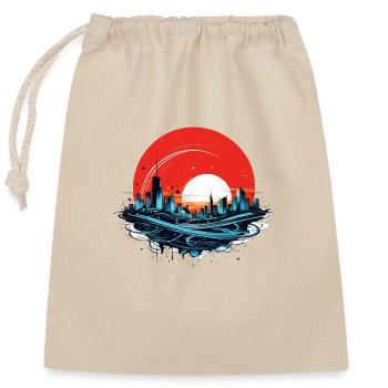Tornade de la ville au clair de lune rouge bleu - Sac cadeau en coton avec cordon (25 x 30 cm) - nature - Devant