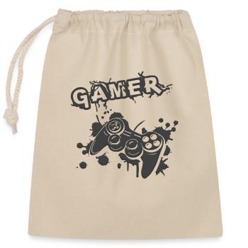 Gamer Game Play Online Computer Gaming Arcade Neon - Closable cotton gift bag (25x30cm) - nature - Front