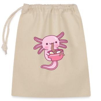 Mignon axolotl mangeant des nouilles ramen japonaises - Sac cadeau en coton avec cordon (25 x 30 cm) - nature - Devant
