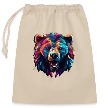 Conception abstraite de l’ours - Impression d’ours - Sac cadeau en coton avec cordon (25 x 30 cm) - nature - Devant