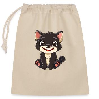 Cute Tasmanian Devil Cartoon Style - Closable cotton gift bag (25x30cm) - nature - Front