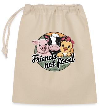 Freunde kein Fressen Essen Vegetarisch - Verschließbarer Geschenkbeutel aus Baumwolle (25x30cm) - Natur - Vorne
