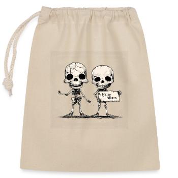 Bonjour le squelette du monde - Sac cadeau en coton avec cordon (25 x 30 cm) - nature - Devant