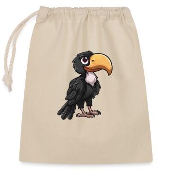 Oiseau de dessin animé mignon avec un gros bec - Sac cadeau en coton avec cordon (25 x 30 cm) - nature - Devant