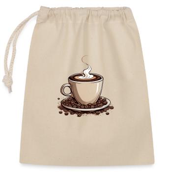 Café Cappucciono Grouches du matin - Sac cadeau en coton avec cordon (25 x 30 cm) - nature - Devant