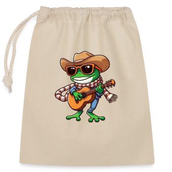 Groovy Cowboy Frog - Closable cotton gift bag (25x30cm) - nature - Front