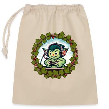 Videospiel-Goblin - Verschließbarer Geschenkbeutel aus Baumwolle (25x30cm) - Natur - Vorne