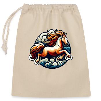 Equestrian Art - Galloping Horses - Closable cotton gift bag (25x30cm) - nature - Front