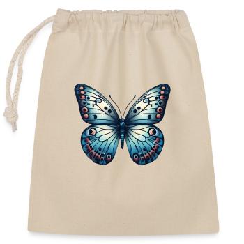 Blauer Schmetterling - Schmetterling - Verschließbarer Geschenkbeutel aus Baumwolle (25x30cm) - Natur - Vorne