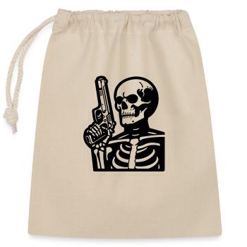 Skeleton with Weapon - Closable cotton gift bag (25x30cm) - nature - Front