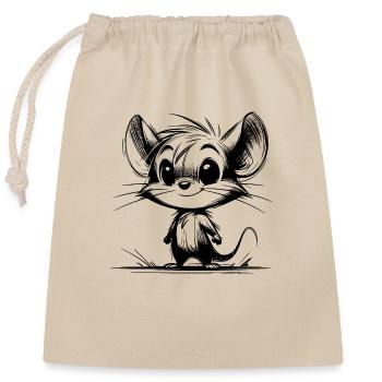 Mignon Enfants Bébé Souris - Sac cadeau en coton avec cordon (25 x 30 cm) - nature - Devant