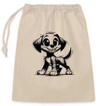Kinder Hund kleine Welpen Bleistift Skizze - Verschließbarer Geschenkbeutel aus Baumwolle (25x30cm) - Natur - Vorne