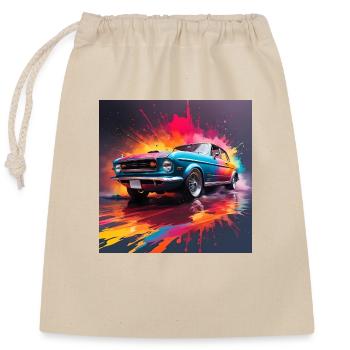 Voiture - Sac cadeau en coton avec cordon (25 x 30 cm) - nature - Devant