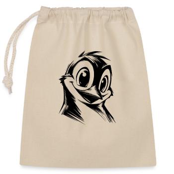 Penguin Cartoon Pencil Drawing Style - Closable cotton gift bag (25x30cm) - nature - Front