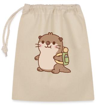 Süßer Otter geht wandern - Verschließbarer Geschenkbeutel aus Baumwolle (25x30cm) - Natur - Vorne