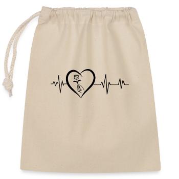 battement de cœur main tenant une rose - Sac cadeau en coton avec cordon (25 x 30 cm) - nature - Devant
