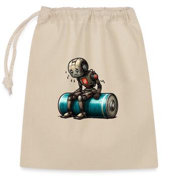 Low battery, faulty system, bot-problems! - Closable cotton gift bag (25x30cm) - nature - Front