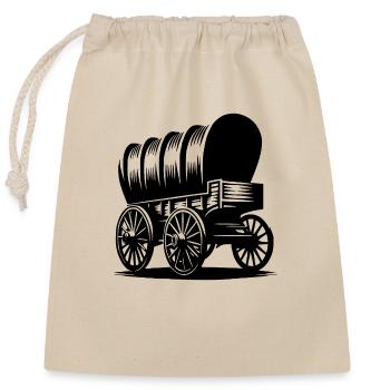 Klassischer Pferde Planwagen - Verschließbarer Geschenkbeutel aus Baumwolle (25x30cm) - Natur - Vorne