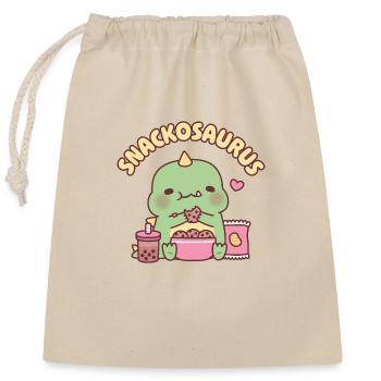Cute Dinosaur Munching Cookies Snackosaurus Funny - Closable cotton gift bag (25x30cm) - nature - Front
