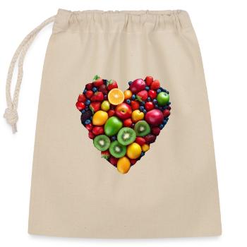 Cœur de fruit - Sac cadeau en coton avec cordon (25 x 30 cm) - nature - Devant