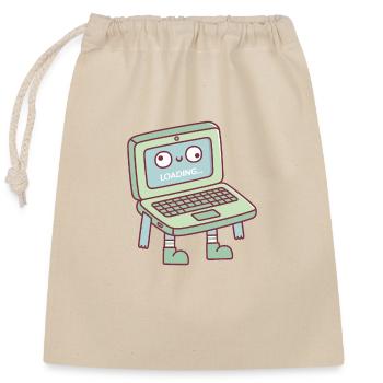 Funny Derpy Laptop Loading Its Brain - Closable cotton gift bag (25x30cm) - nature - Front