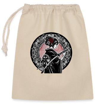Femme Samouraï Japonaise - Sac cadeau en coton avec cordon (25 x 30 cm) - nature - Devant