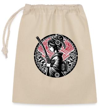 Samouraï Girl - Sac cadeau en coton avec cordon (25 x 30 cm) - nature - Devant