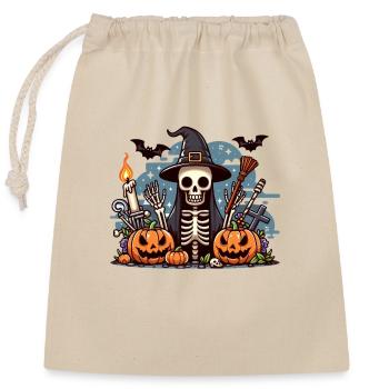 Mr. Bone Gruseliges Halloween 4 - Verschließbarer Geschenkbeutel aus Baumwolle (25x30cm) - Natur - Vorne