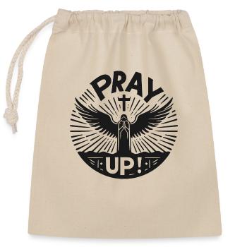 Priez haut - Sac cadeau en coton avec cordon (25 x 30 cm) - nature - Devant
