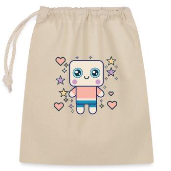Design "Kawaii Pudding Pop" - Closable cotton gift bag (25x30cm) - nature - Front