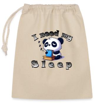 Panda Sleep Schläfrig - Verschließbarer Geschenkbeutel aus Baumwolle (25x30cm) - Natur - Vorne