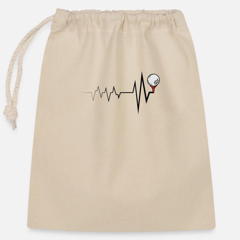 Golf Heartbeat Gift for Golfer - Closable cotton gift bag (25x30cm) - nature