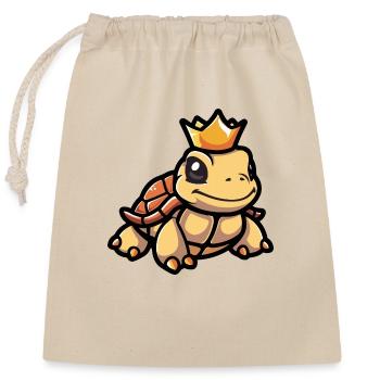 Tortue Cartoon Couronne - Sac cadeau en coton avec cordon (25 x 30 cm) - nature - Devant