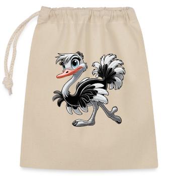 Autruche - Sac cadeau en coton avec cordon (25 x 30 cm) - nature - Devant