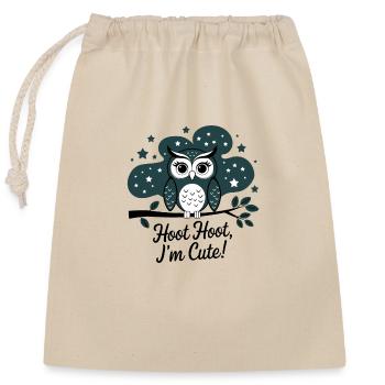 Hibou mignon - Sac cadeau en coton avec cordon (25 x 30 cm) - nature - Devant