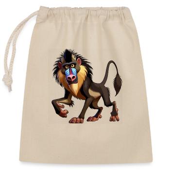 Mandrill baboon - Closable cotton gift bag (25x30cm) - nature - Front