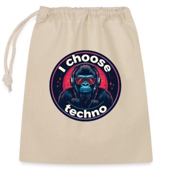 Gorilla i choose techno - Verschließbarer Geschenkbeutel aus Baumwolle (25x30cm) - Natur - Vorne
