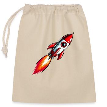 Rocket - Closable cotton gift bag (25x30cm) - nature - Front