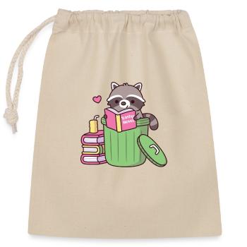 Süßer Waschbär liebt es, trashigen Roman lustig zu lesen - Verschließbarer Geschenkbeutel aus Baumwolle (25x30cm) - Natur - Vorne