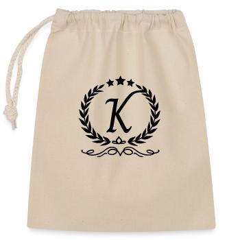 Letter k crown - Closable cotton gift bag (25x30cm) - nature - Front