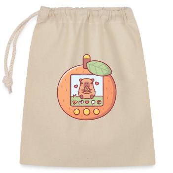Niedliches Capybara isst Pizza Virtuelles Haustier Spielzeug Orange - Verschließbarer Geschenkbeutel aus Baumwolle (25x30cm) - Natur - Vorne