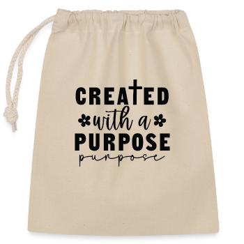 Created with a purpose - Closable cotton gift bag (25x30cm) - nature - Front