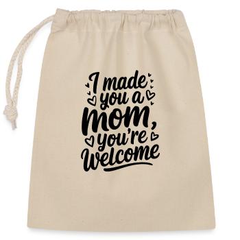 J’ai fait de toi une maman, tu es la bienvenue - Sac cadeau en coton avec cordon (25 x 30 cm) - nature - Devant